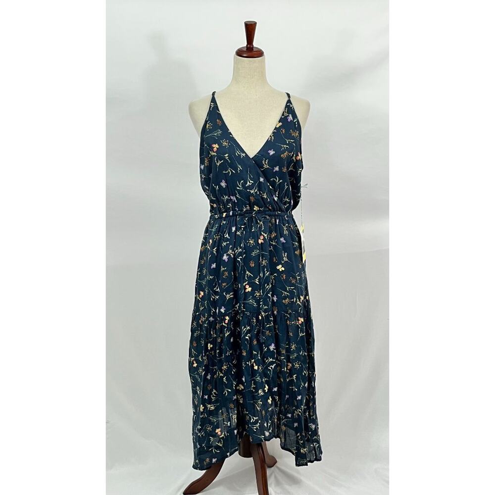 TROVATA Birds of Paradis Sz L Large Lucia Navy Floral Strappy Dress Sundress NWT - Picture 8 of 11